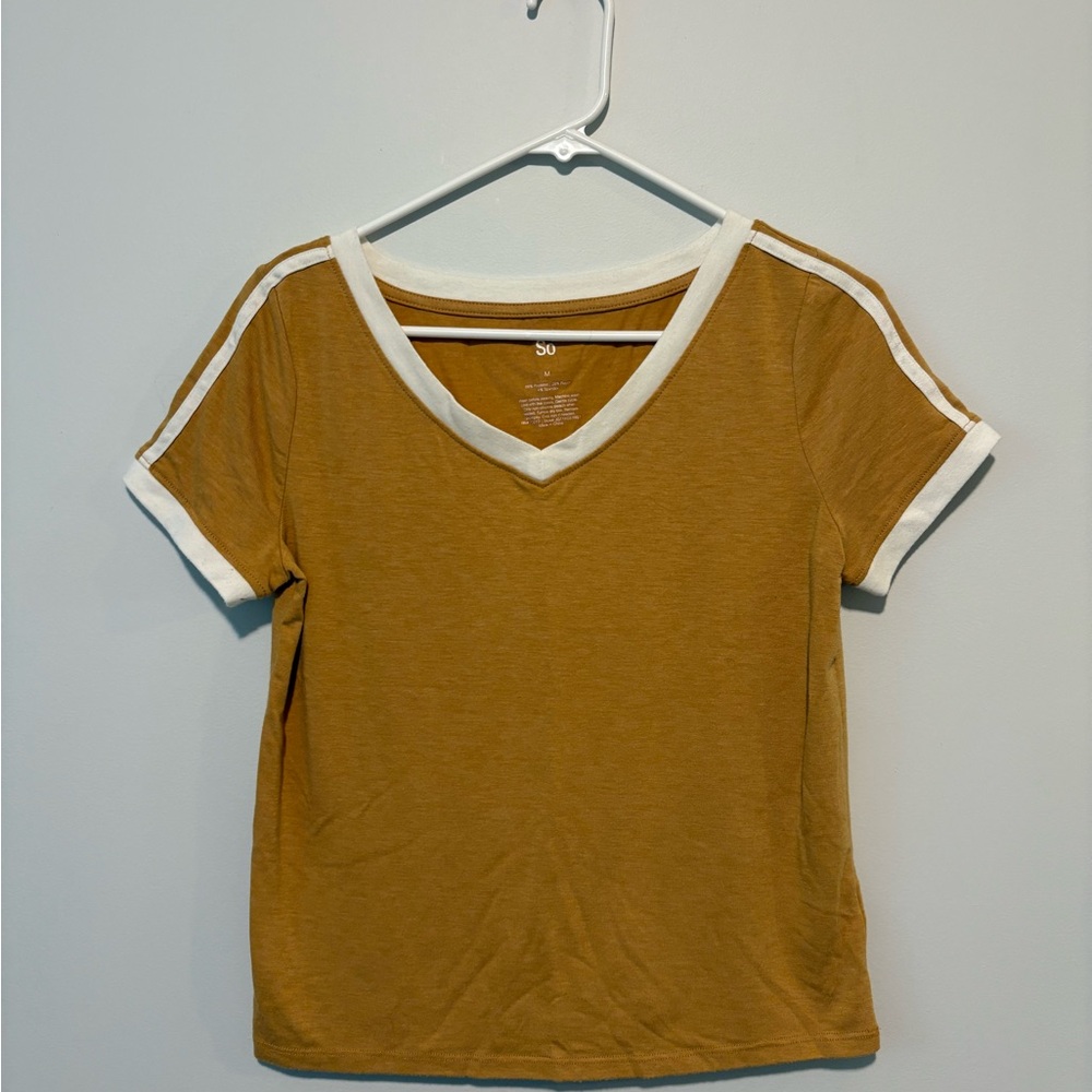 Casual Mustard V-Neck Women Top
